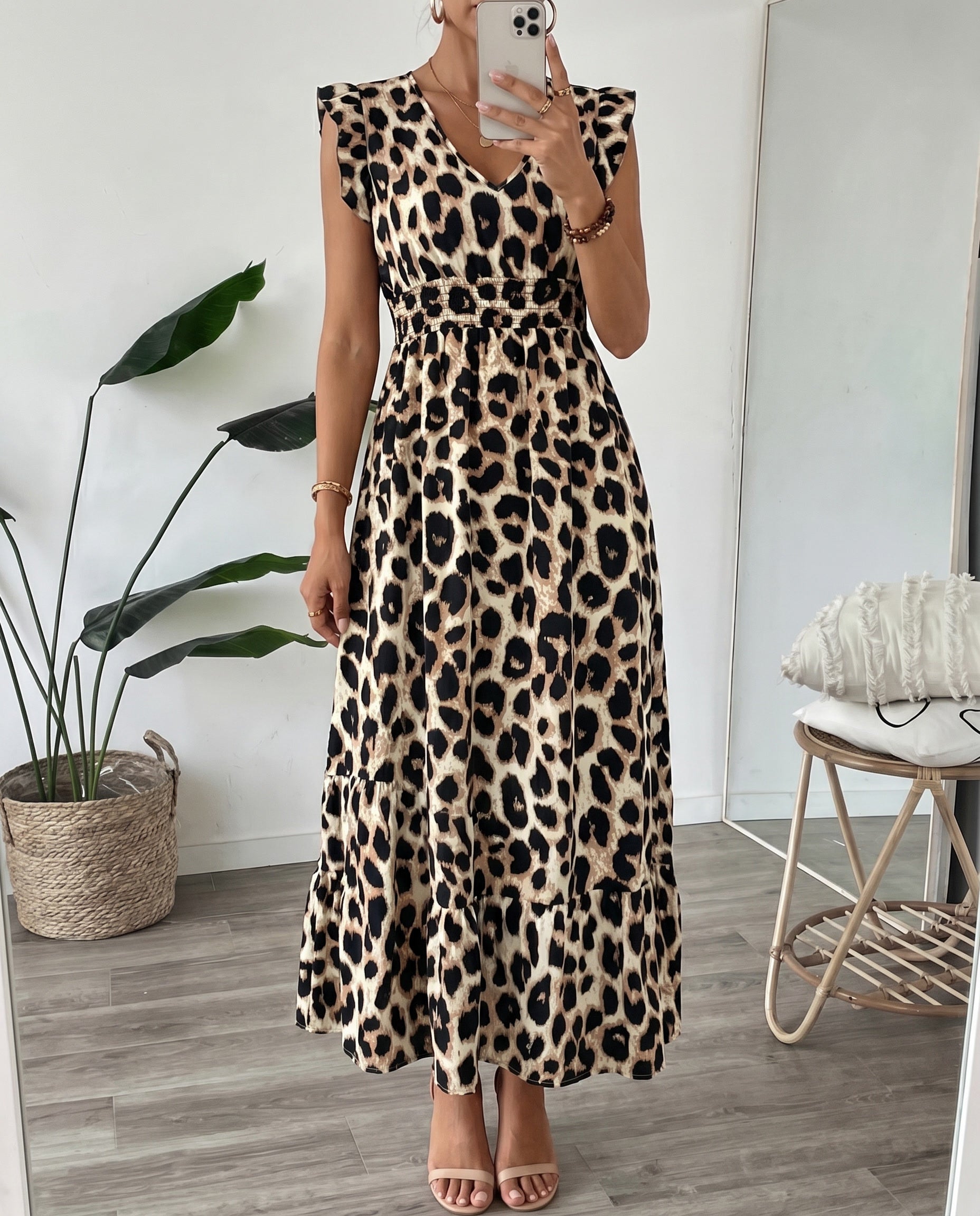 Maxi-jurk met bloemenprint en V-hals