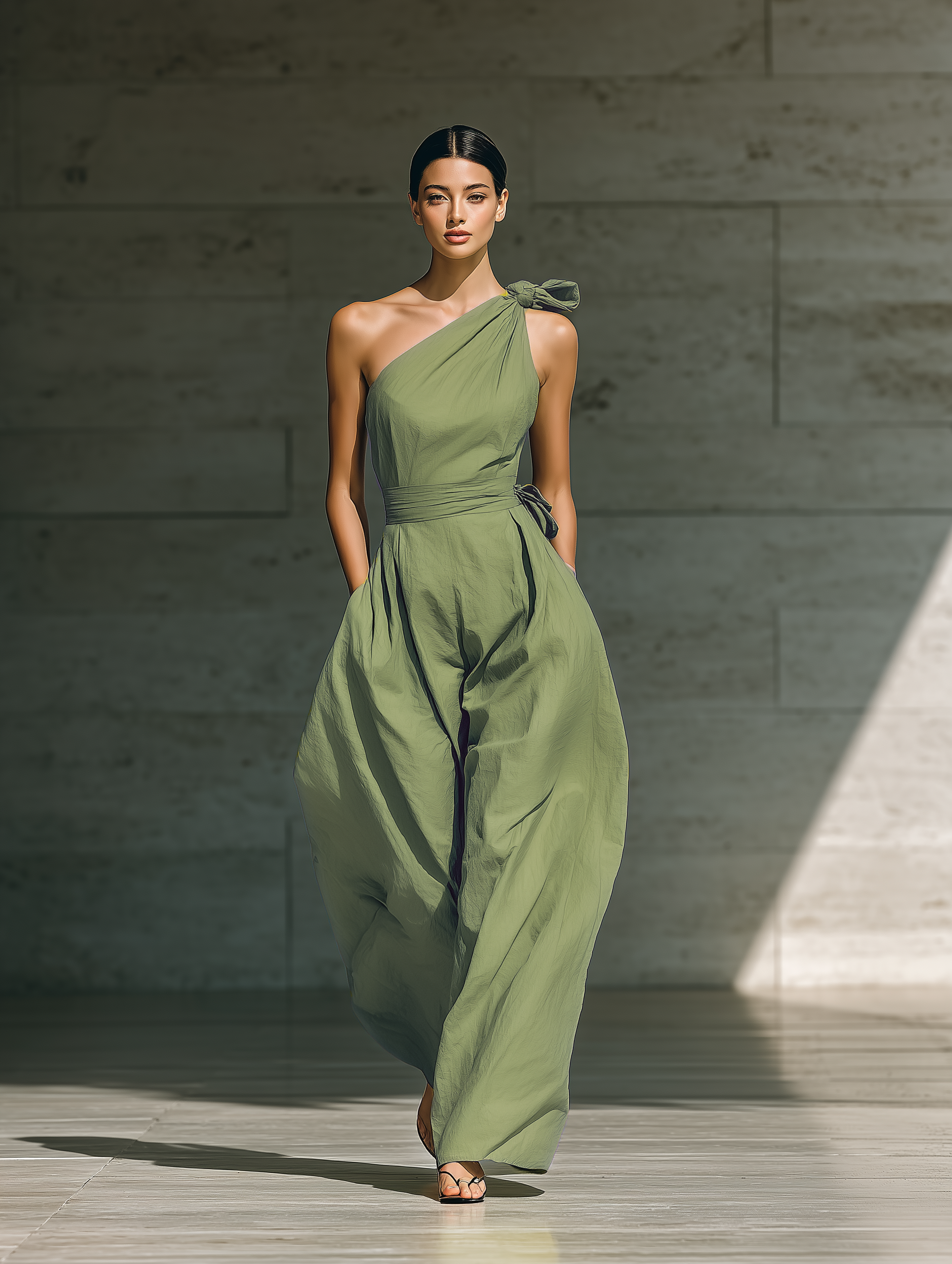 Léa | Jumpsuit met één schouder en brede pijpen