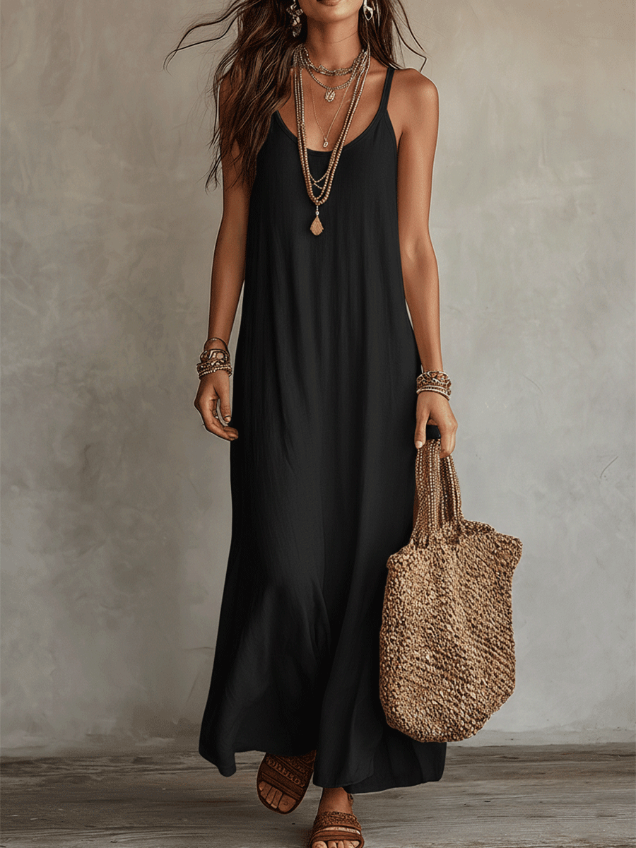Moeiteloos Bohemian Ontspannen Slip Maxi Jurk