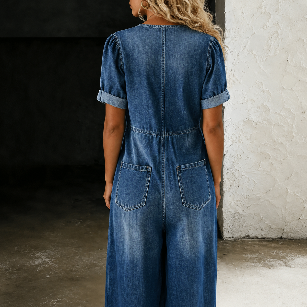 Maya | Denim Overall met Brede Pijpen