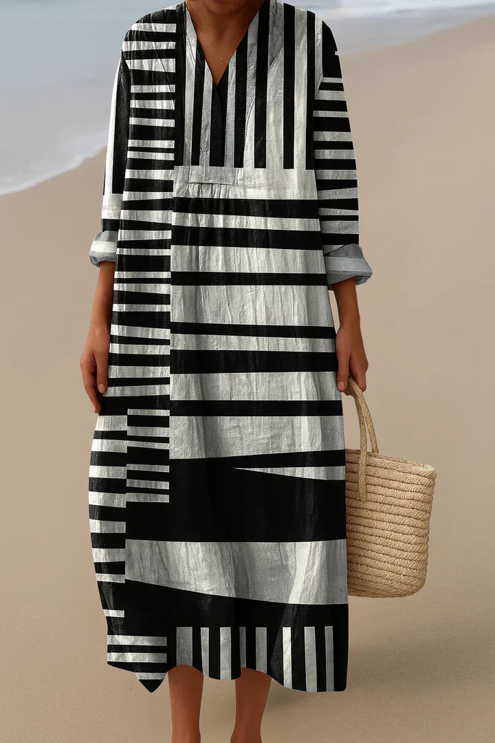 ELARA™ || MONOCHROME MAXI JURK