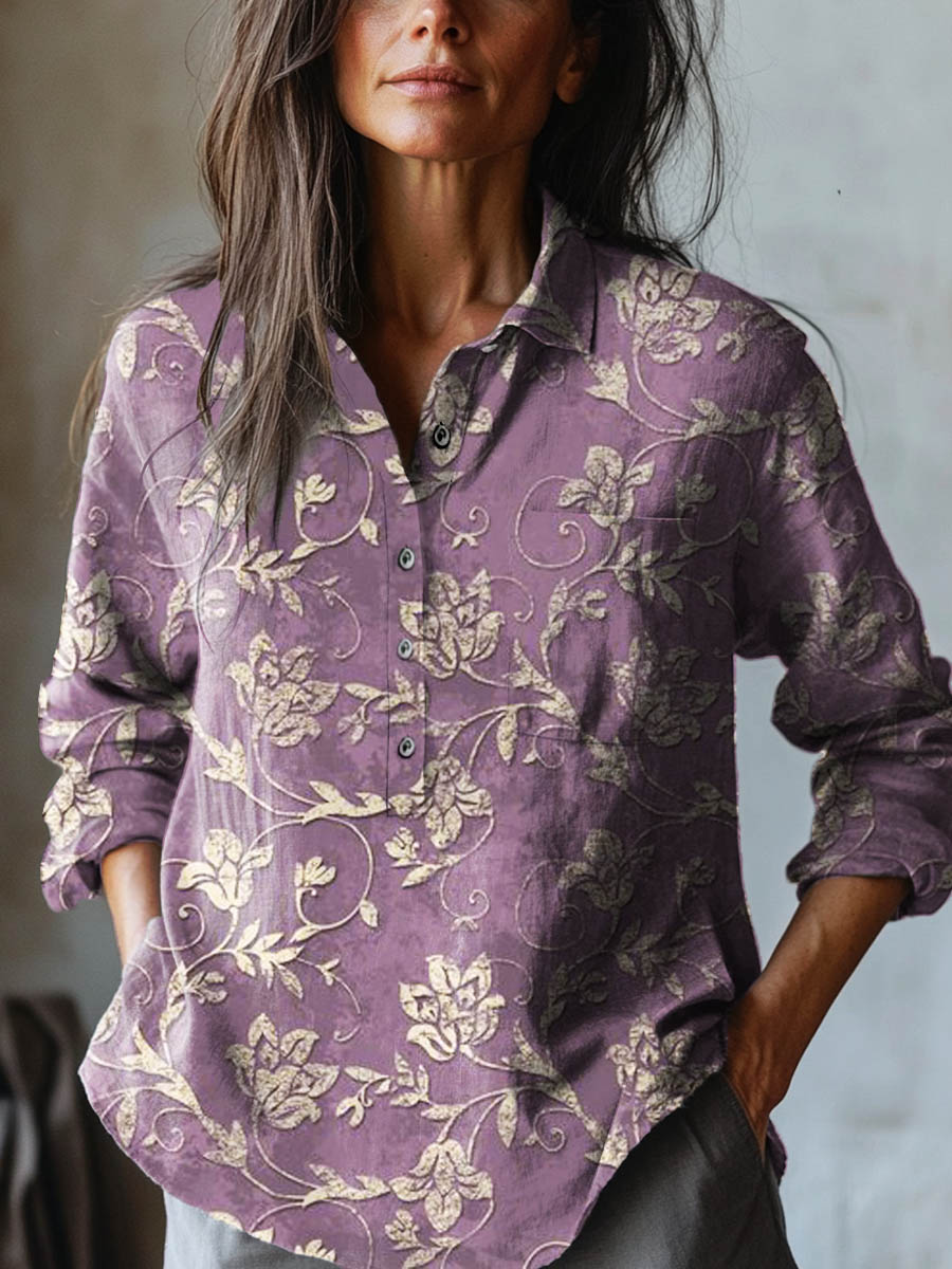 Alba – Linnen shirt met patroon