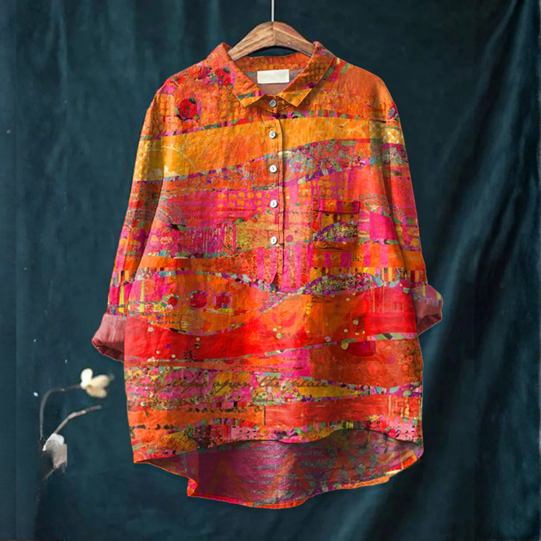 Vanessa – Linnen blouse met print