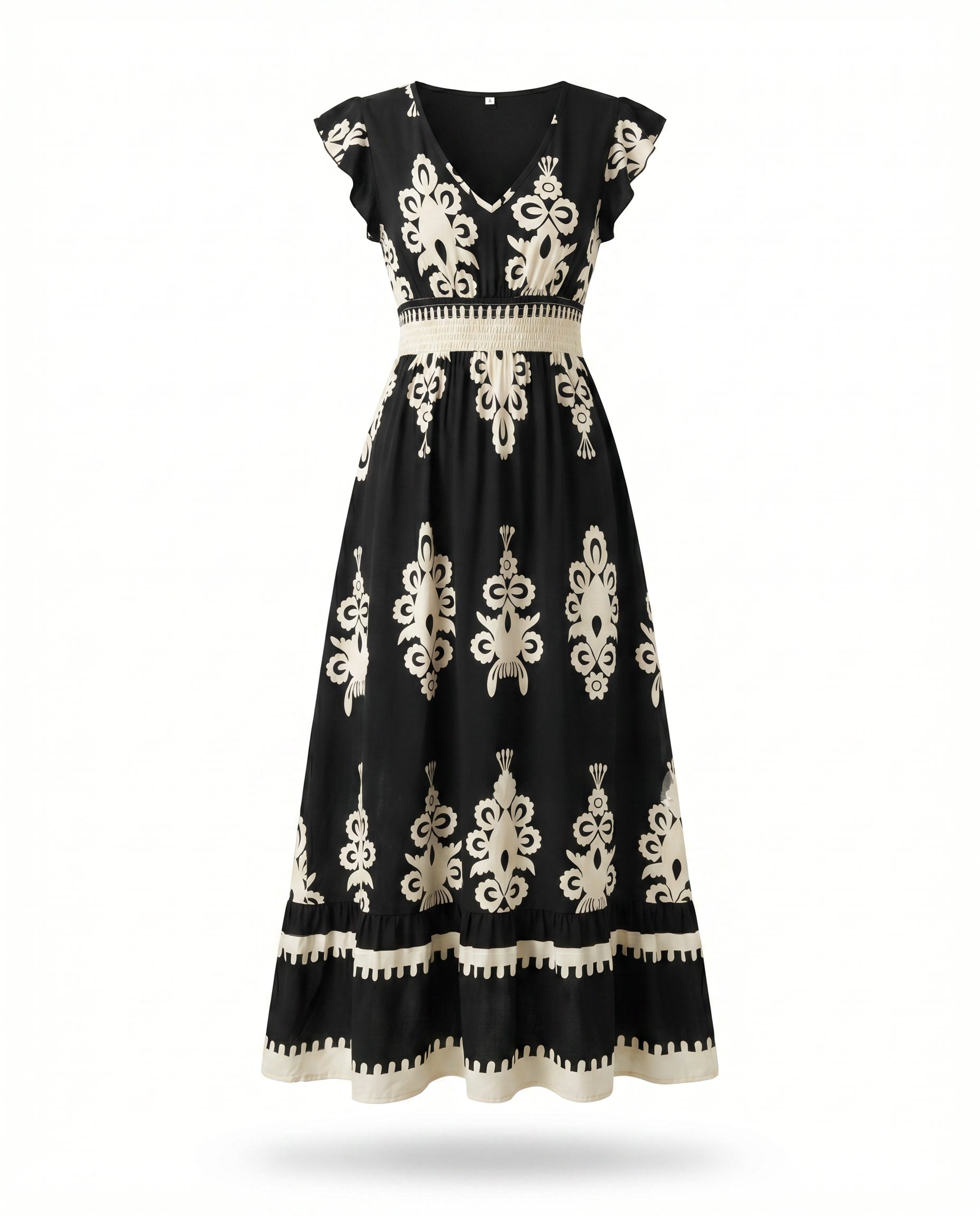Maxi-jurk met bloemenprint en V-hals