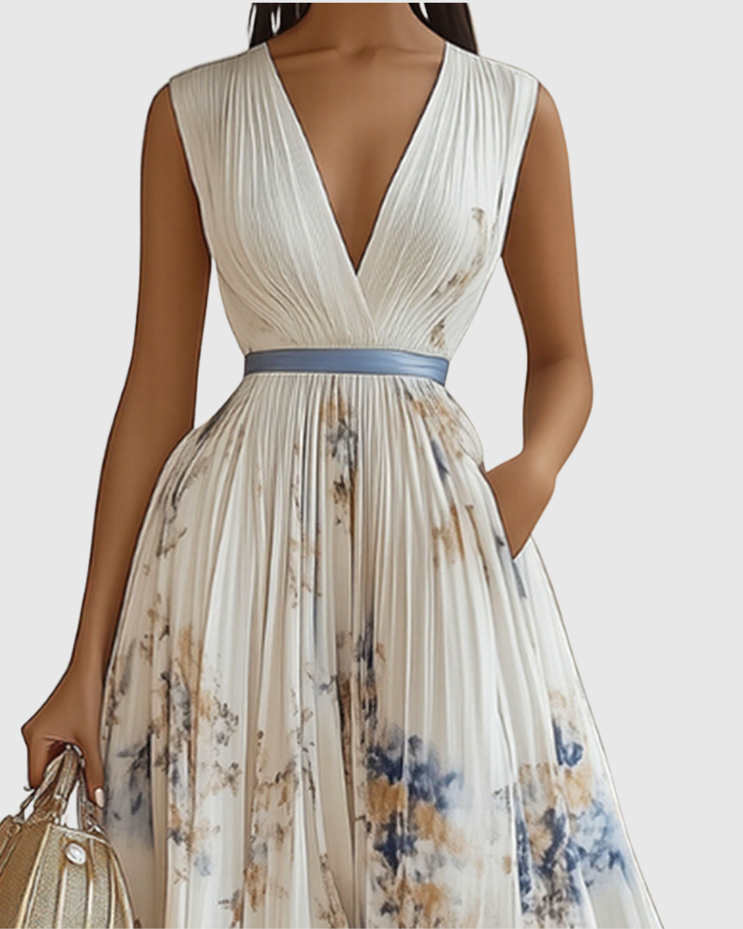 Siena™ | Elegante Plissé Maxi Jurk