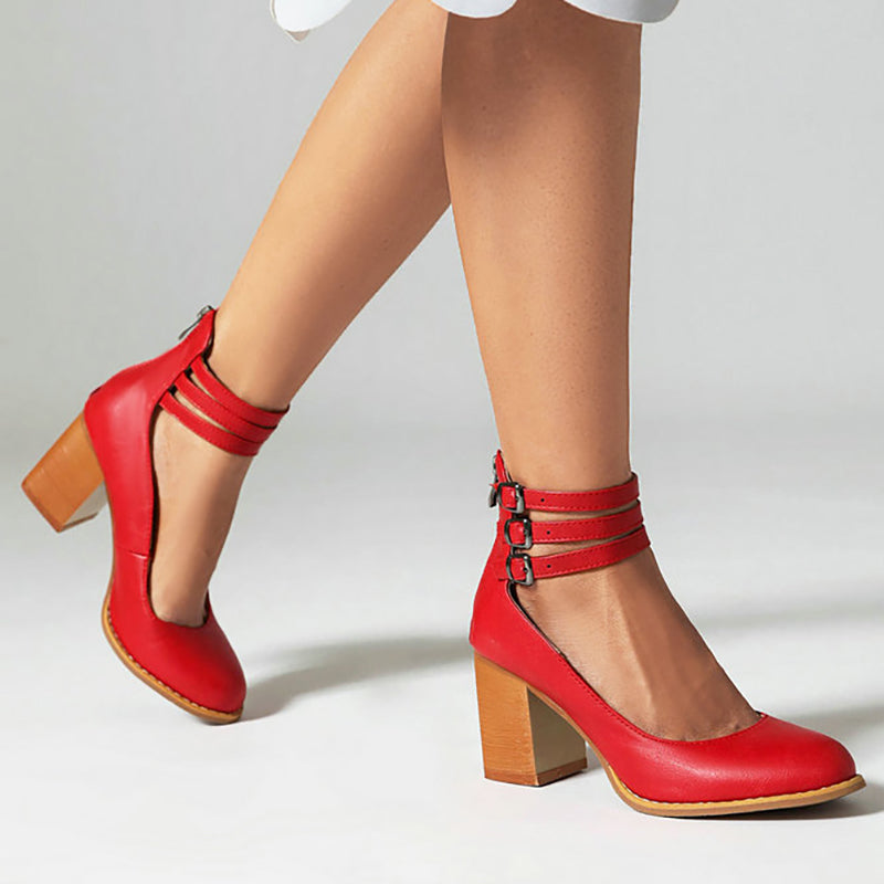 Caa™ | Elegante, gladde sandalen met enkelbandje en dikke hak voor een verfijnde look