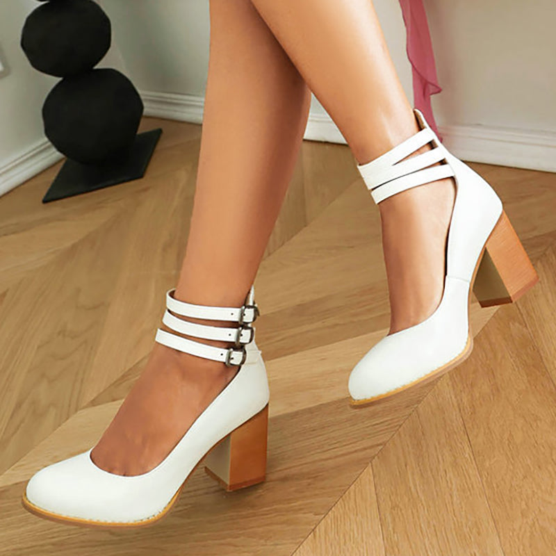 Caa™ | Elegante, gladde sandalen met enkelbandje en dikke hak voor een verfijnde look