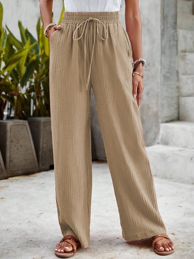 Noa™ | Casual Wide Leg Broek met Elastische Taille