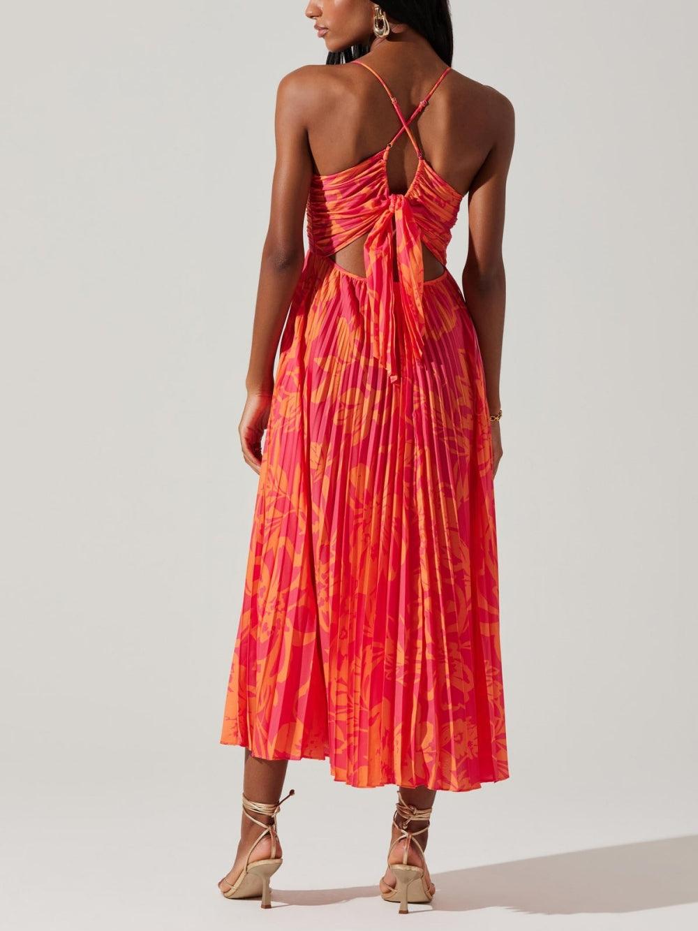 Aveline™ | Plissé Midi Jurk met Bloemenprint