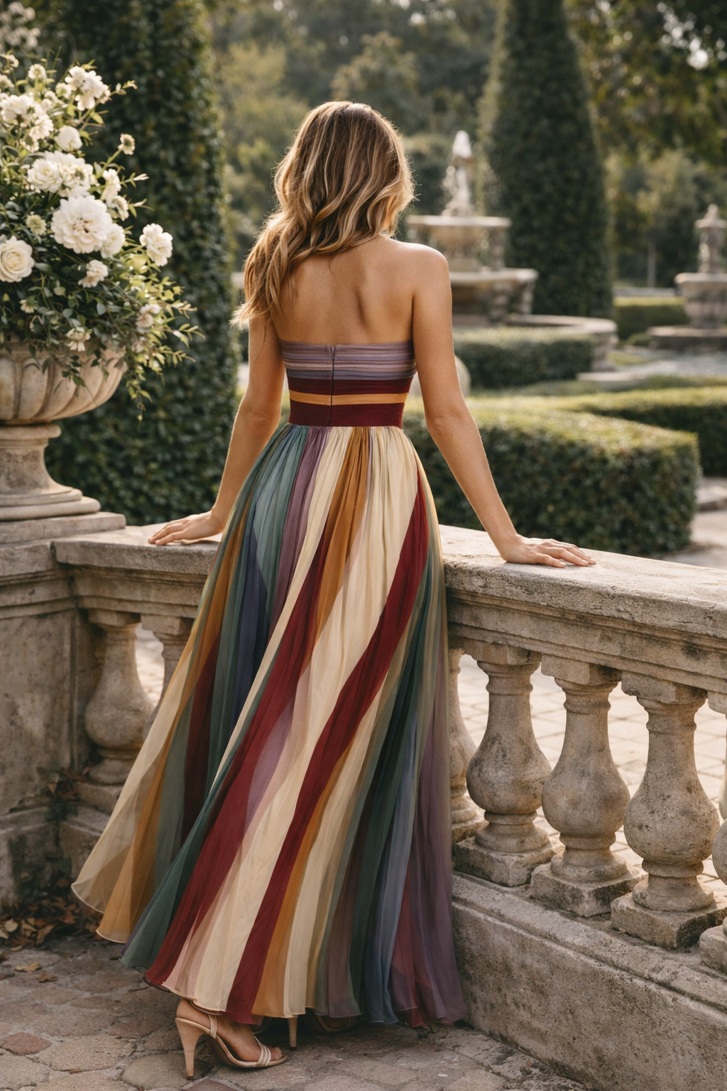 HERA I LANG PLISSEERD MULTICOLOR JURK