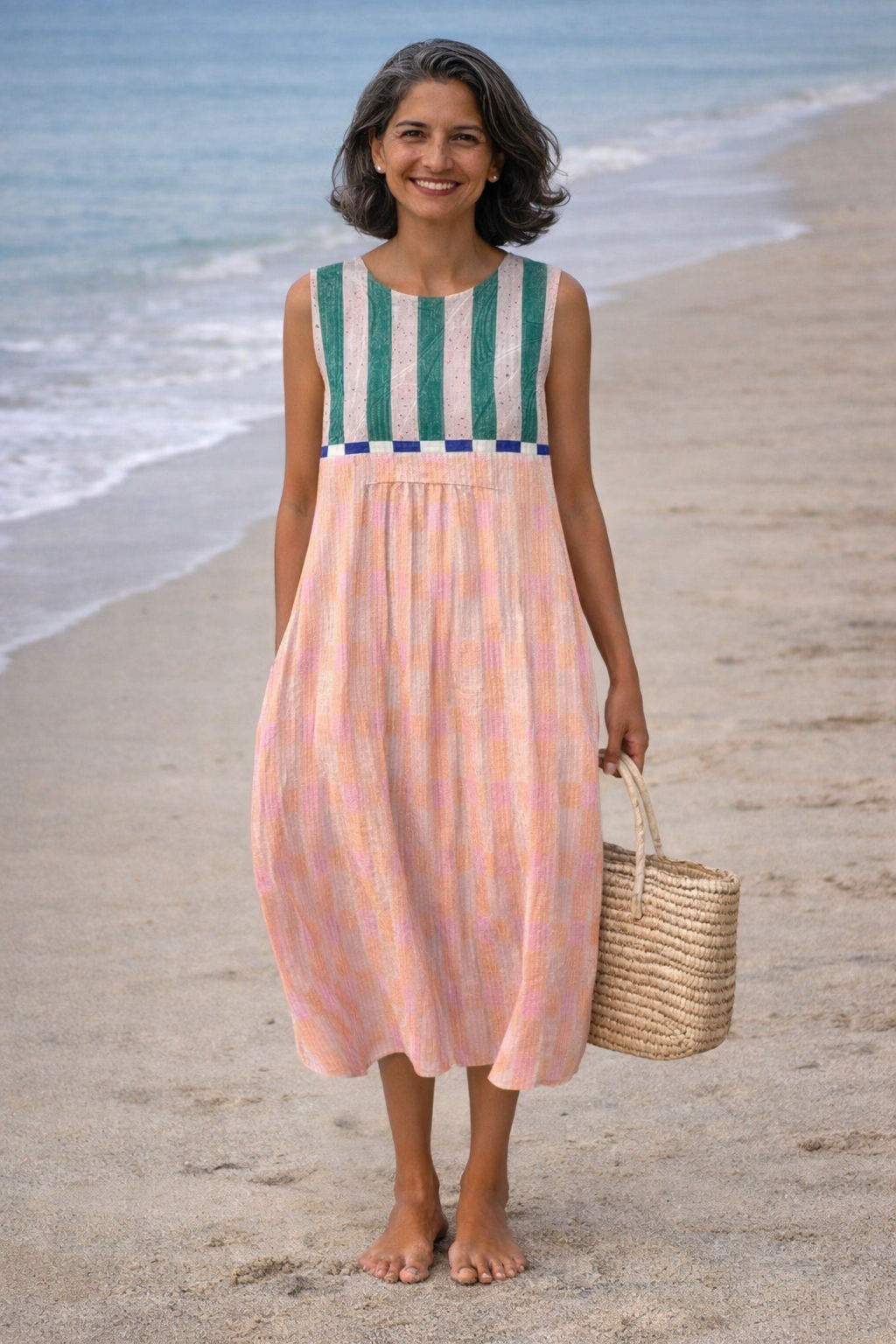 Lilia | Midi-jurk met pastelstrepen