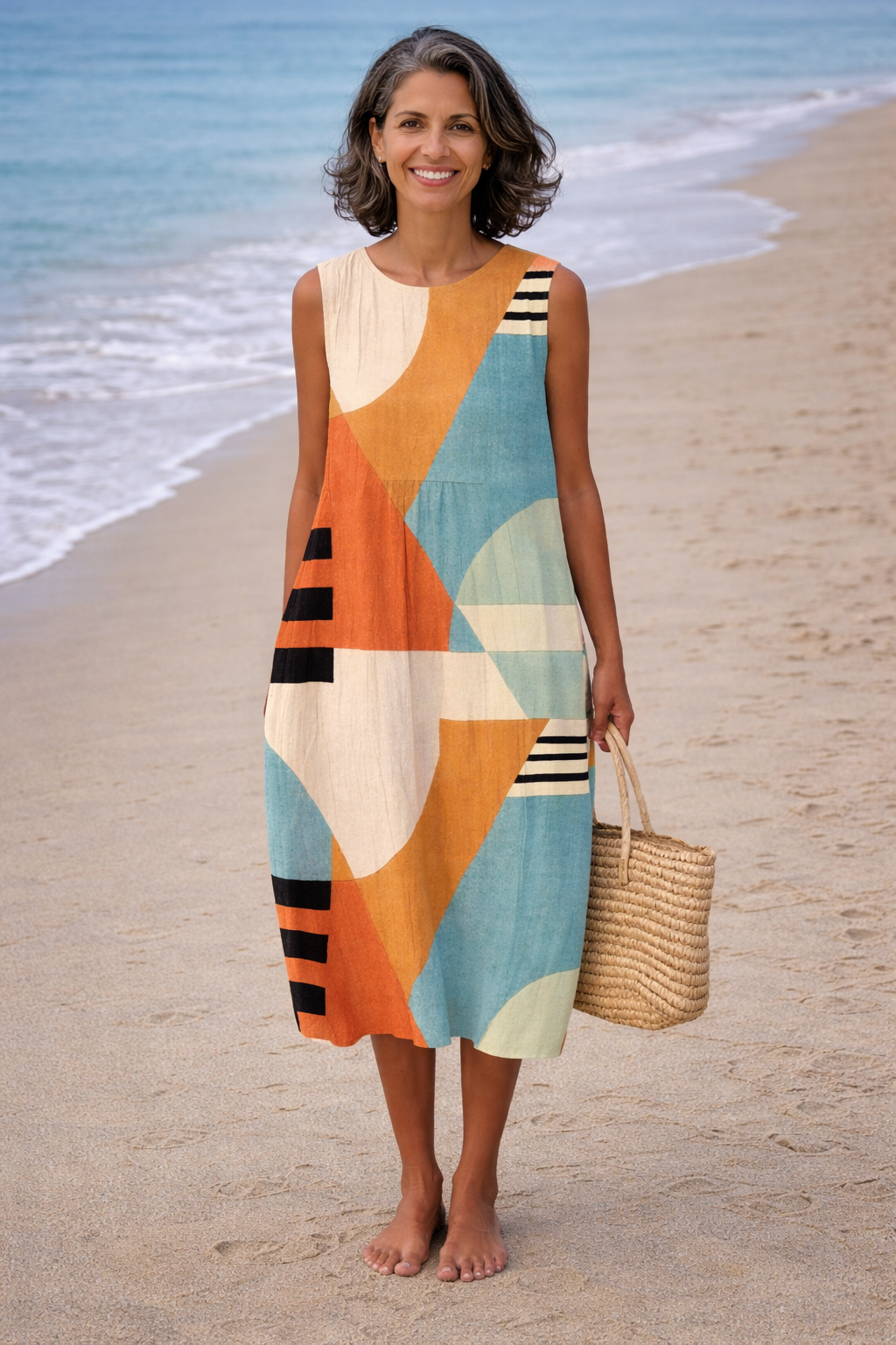 Iris | Geometrische Midi Jurk