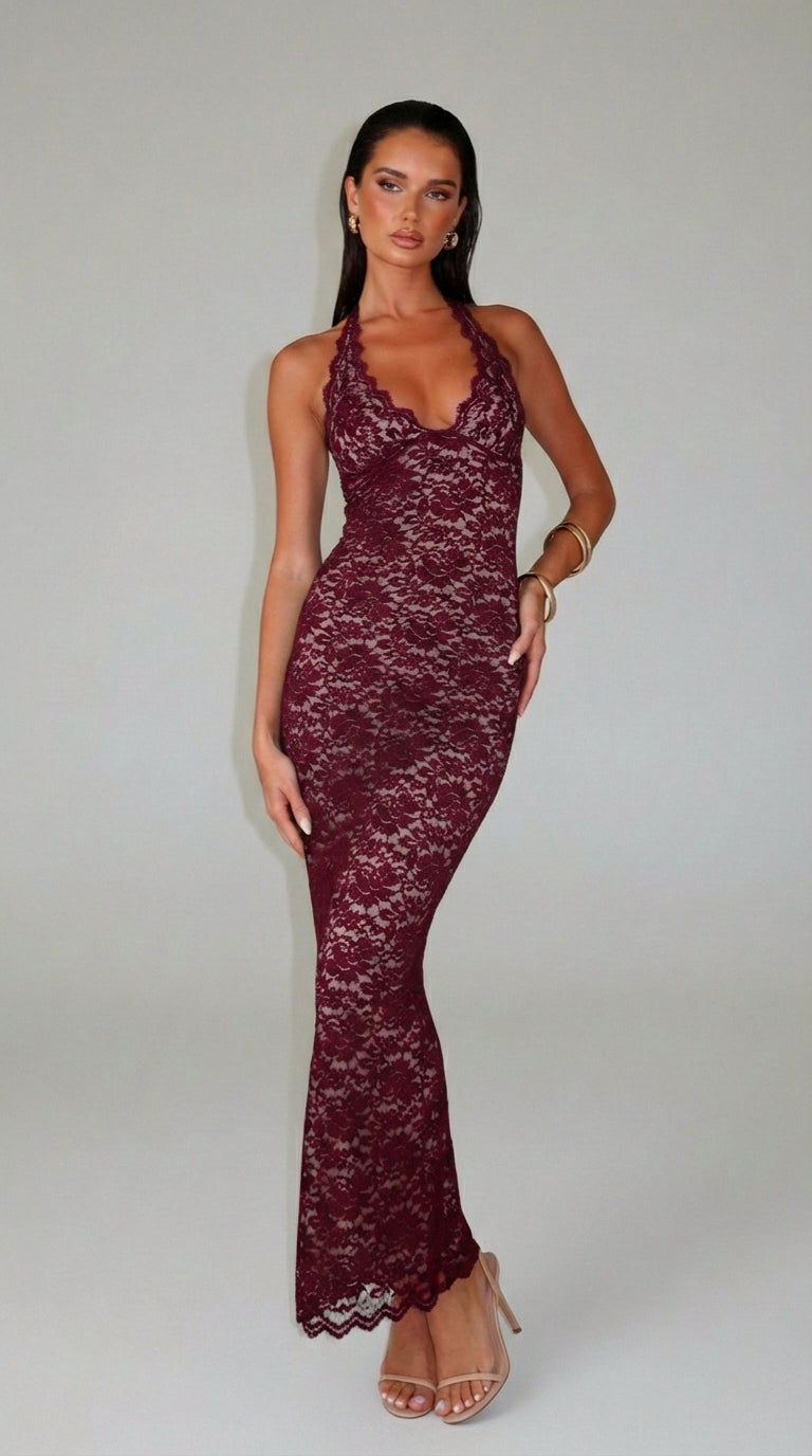 LANGE HALTERKANTEN DRESS