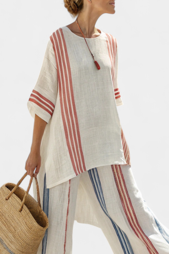 Solvane | Top Striato Multicolore Sofisticato & Mediterrane Broek