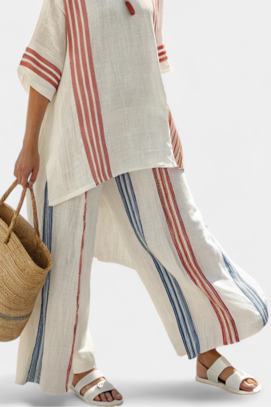 Solvane | Top Striato Multicolore Sofisticato & Mediterrane Broek