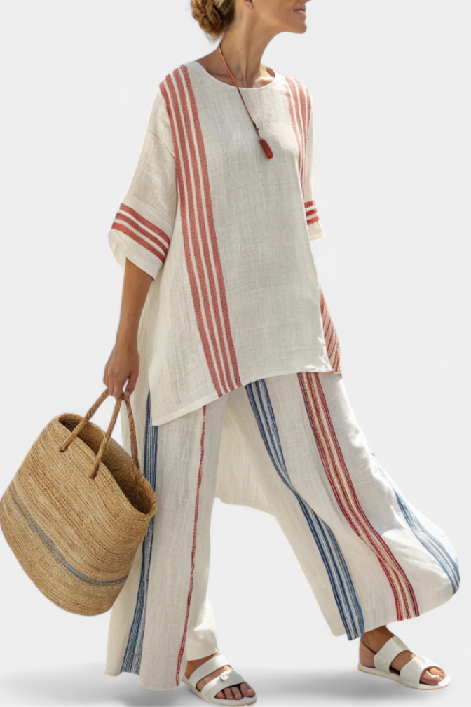 Solvane | Top Striato Multicolore Sofisticato & Mediterrane Broek