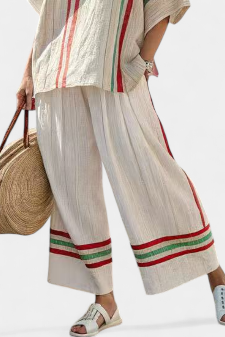 Truvane | Boho Blouse met Comfortabele Print & Loose-Fit Broek