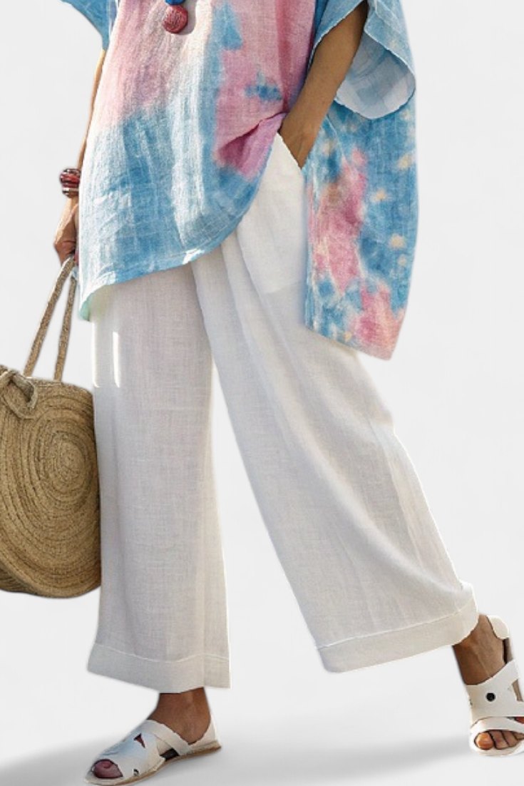 Vantrel | Top in Lino Comfortabel en Ontspannen & Gestreepte Bamboe Broek