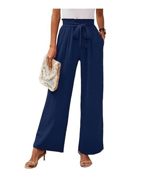 Hoge Taille Wijde Pantalon Dames Zachte Strik Taille