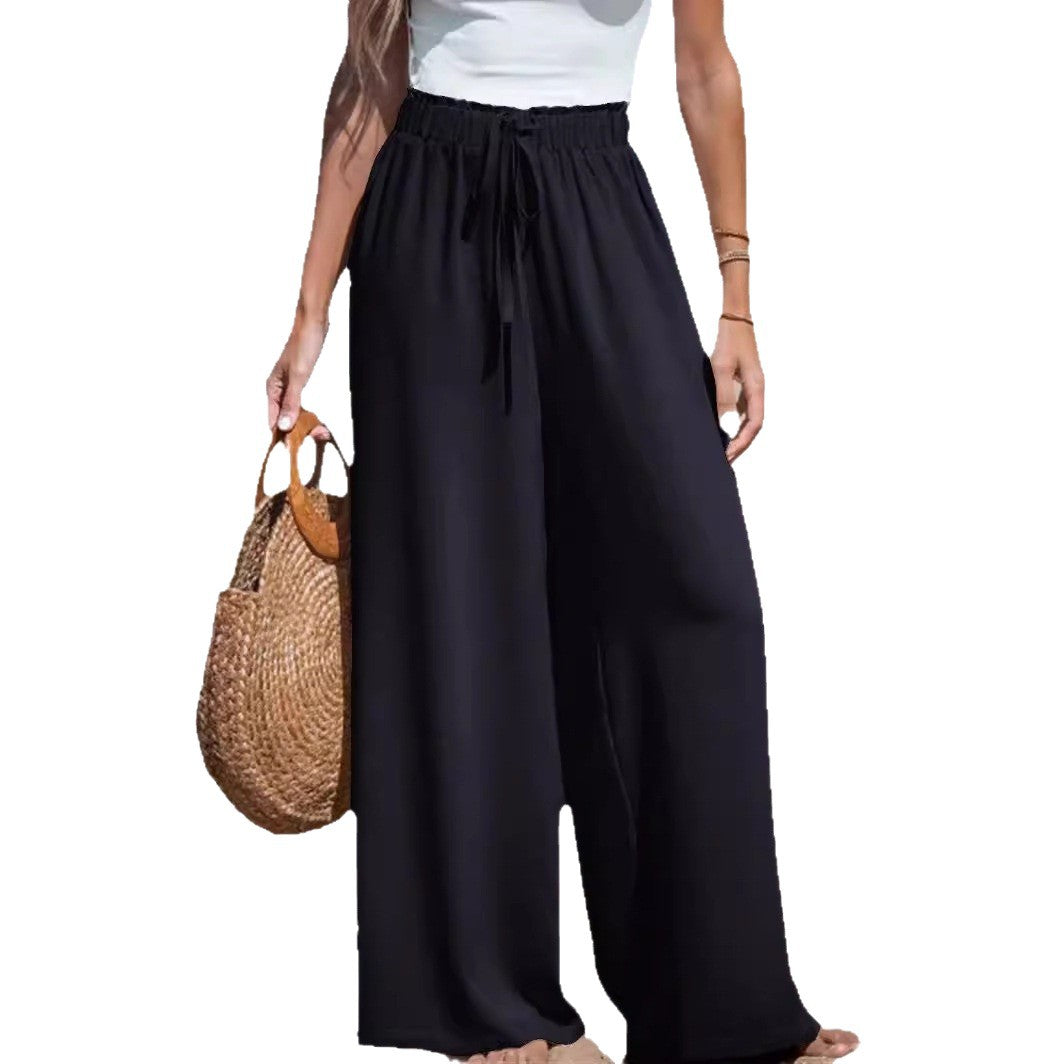 Lichte Wijde Pantalon Dames Comfortabele Taille met Touwtjes