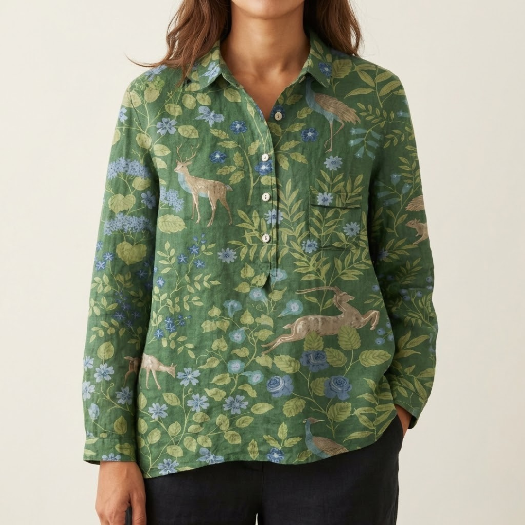 Elena – Linnen blouse met print