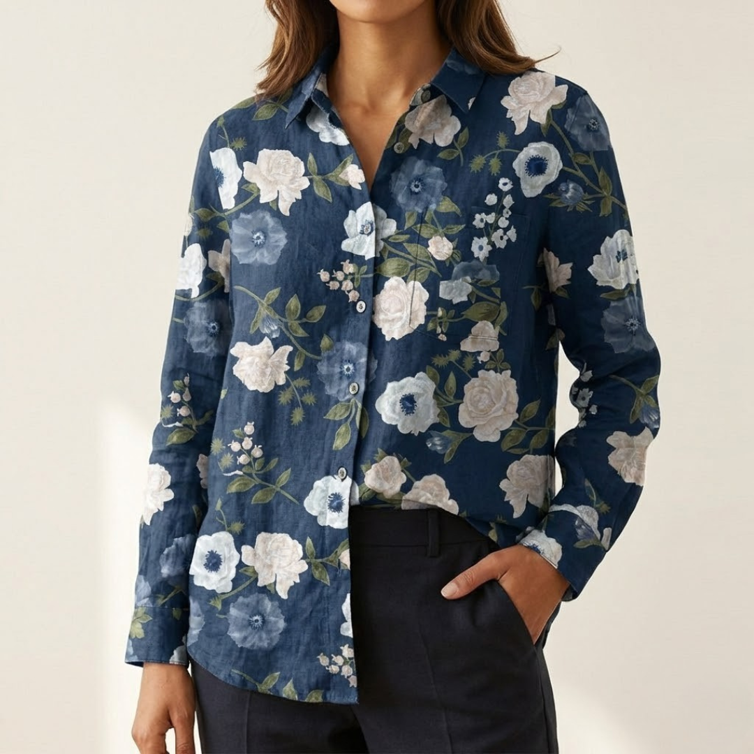 Martina – Linnen shirt met print