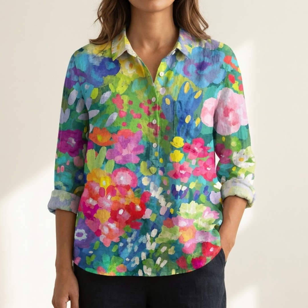 Renata – Linnen shirt met print