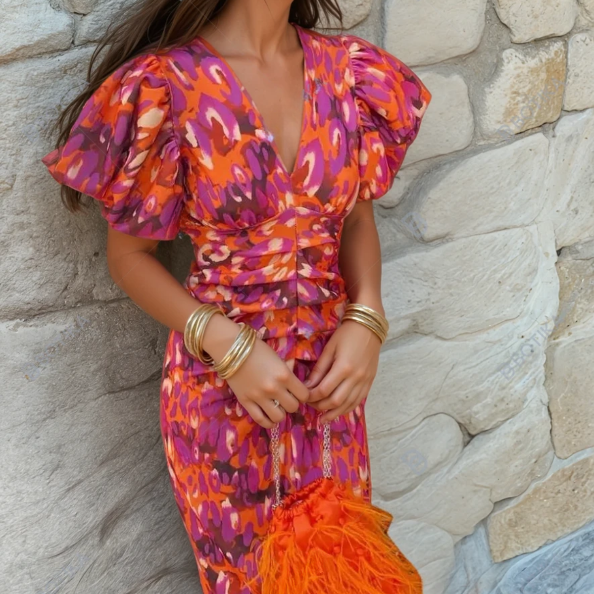 CAROLE | VIBRANTE FIESTA JURK MET IMPOSANTE DETAILS