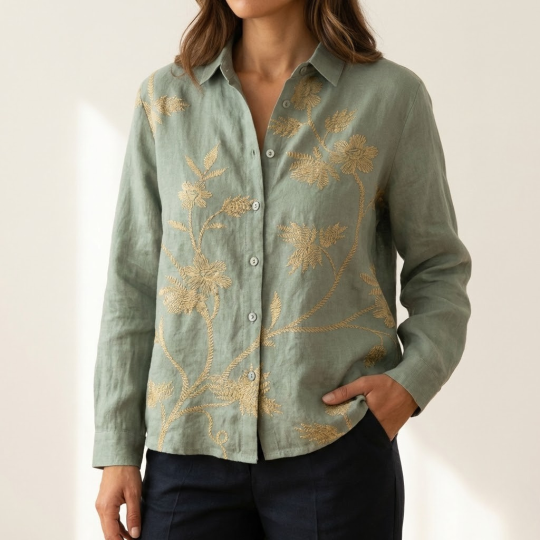 Gabriella – Linnen blouse met print