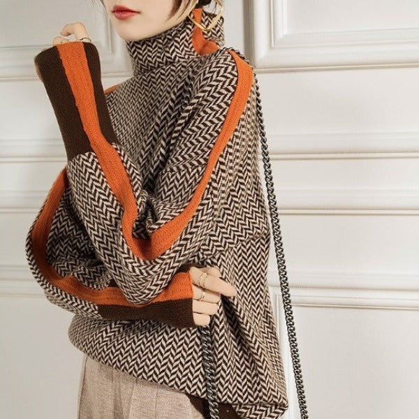 LIEKE | Trui met Col voor Warme Stijl en Contrasterende Klasse