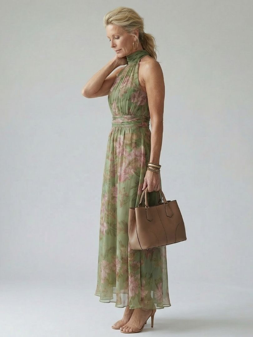 Mirelle | Midi-jurk met halternek