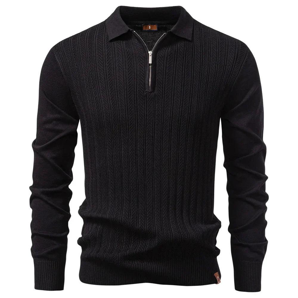 ARMAND | LUXE STRUCTUUR POLO MET RITS VOOR HEREN