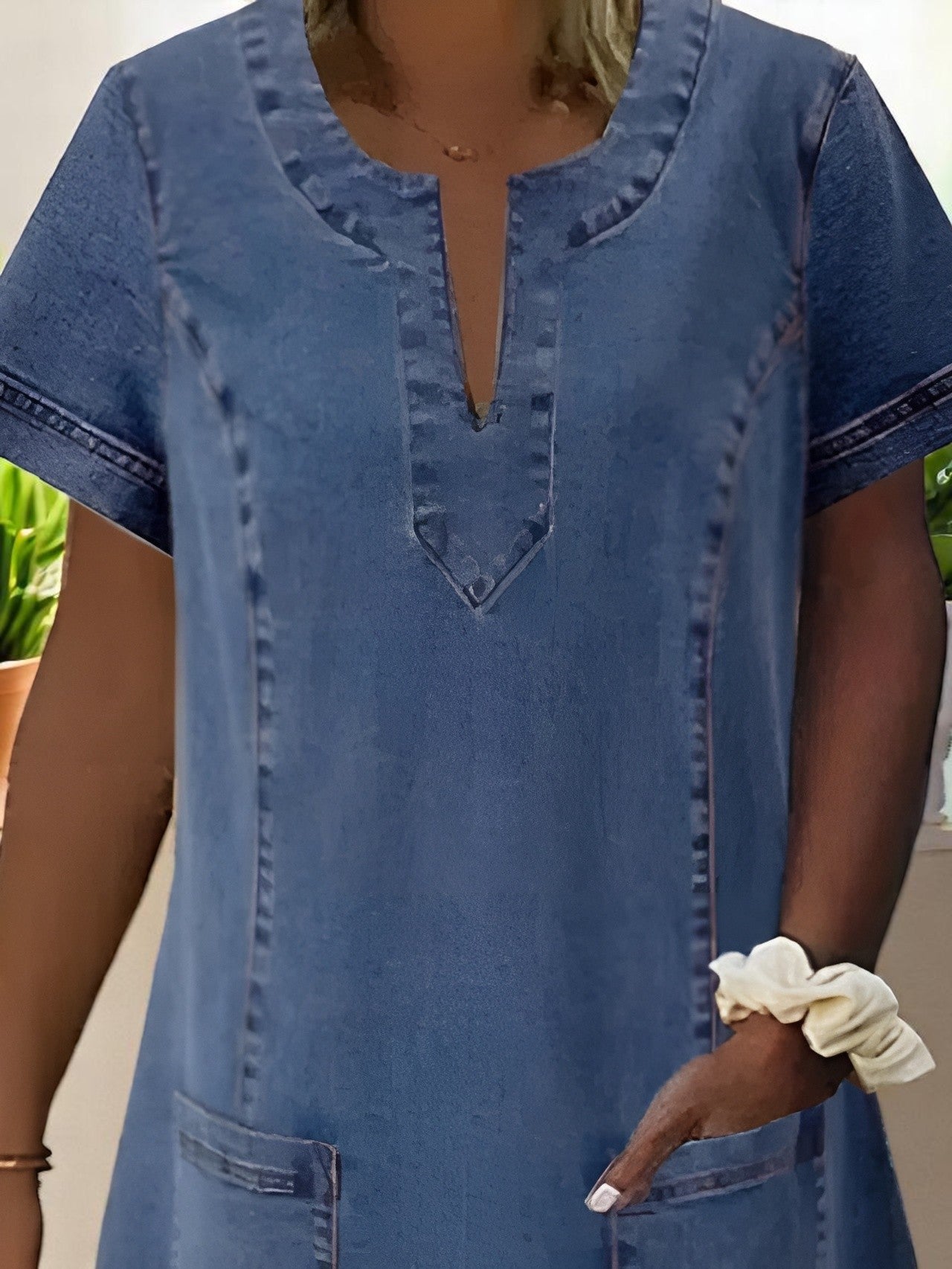 Amber™ | Zachte denim jurk met zakken