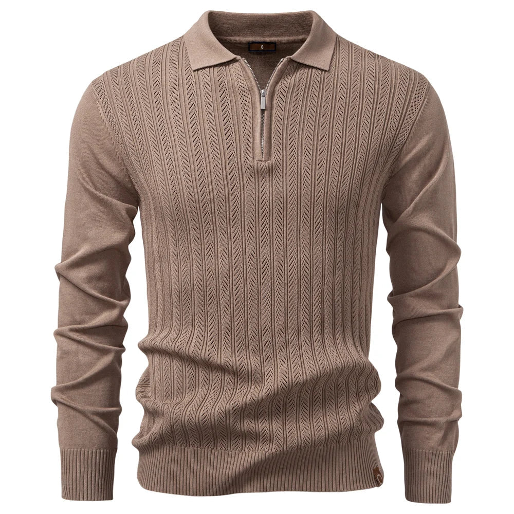 ARMAND | LUXE STRUCTUUR POLO MET RITS VOOR HEREN
