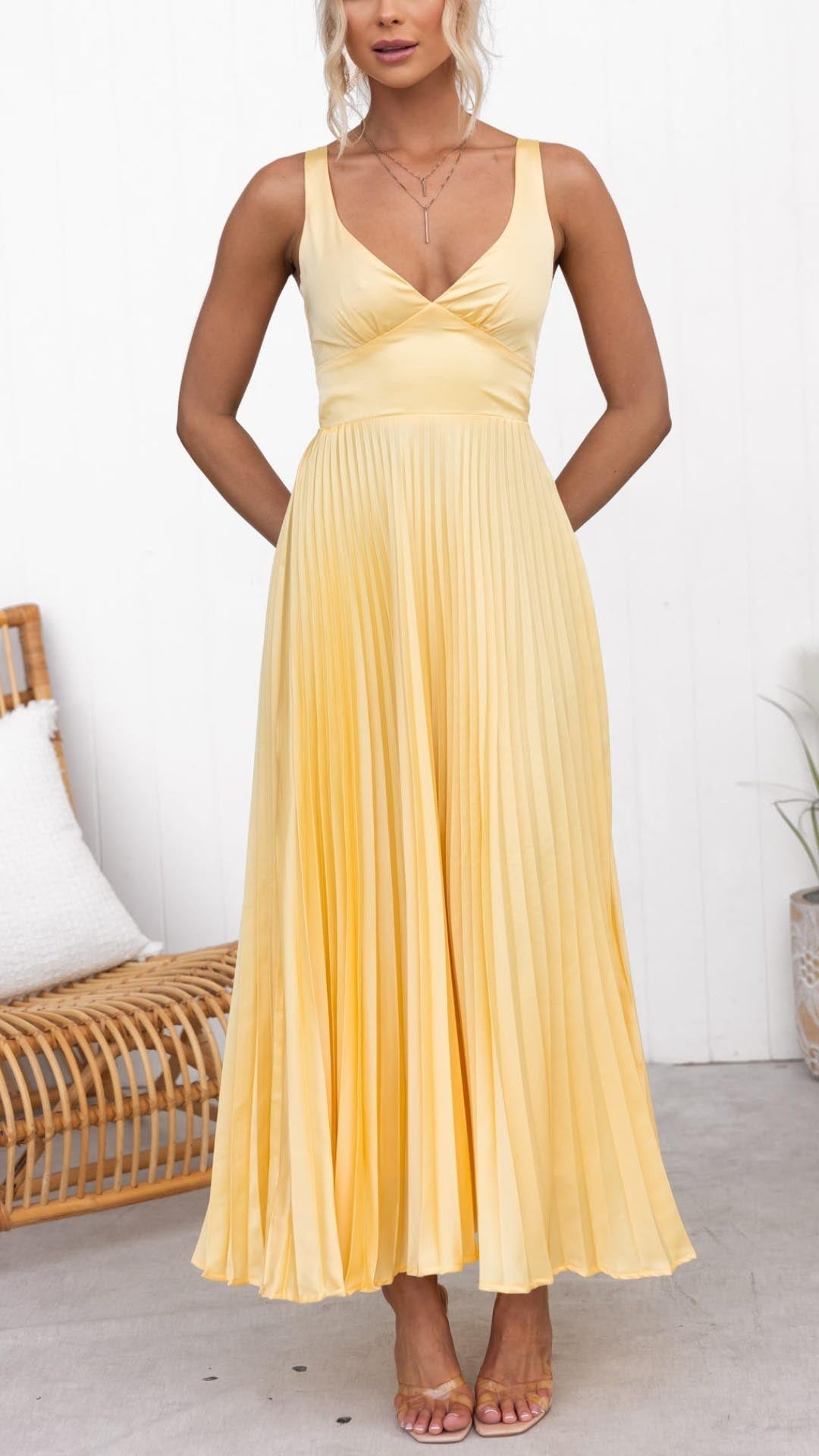 Malka™ | Geplooide V-Hals Maxi Jurk