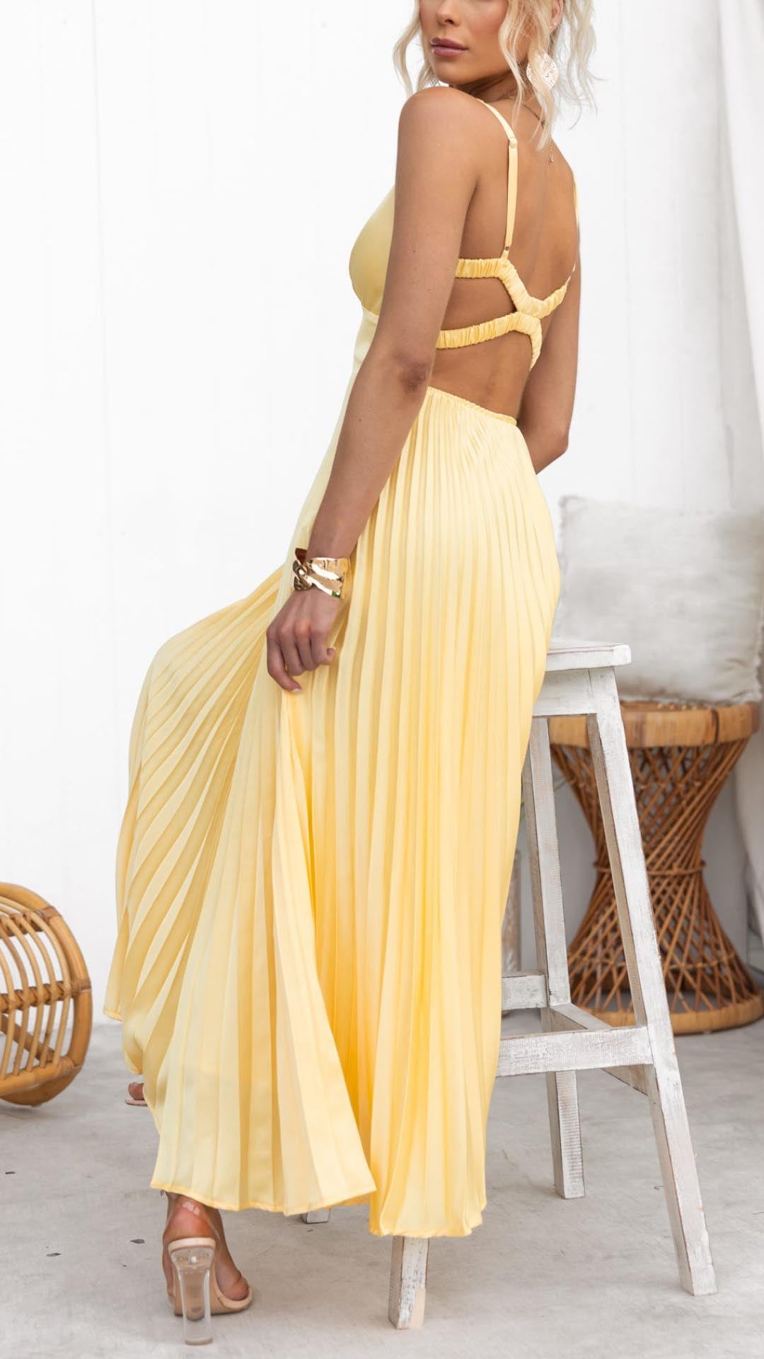 Malka™ | Geplooide V-Hals Maxi Jurk