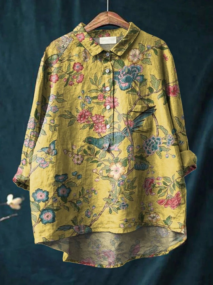 Tiziana – Linnen blouse met print