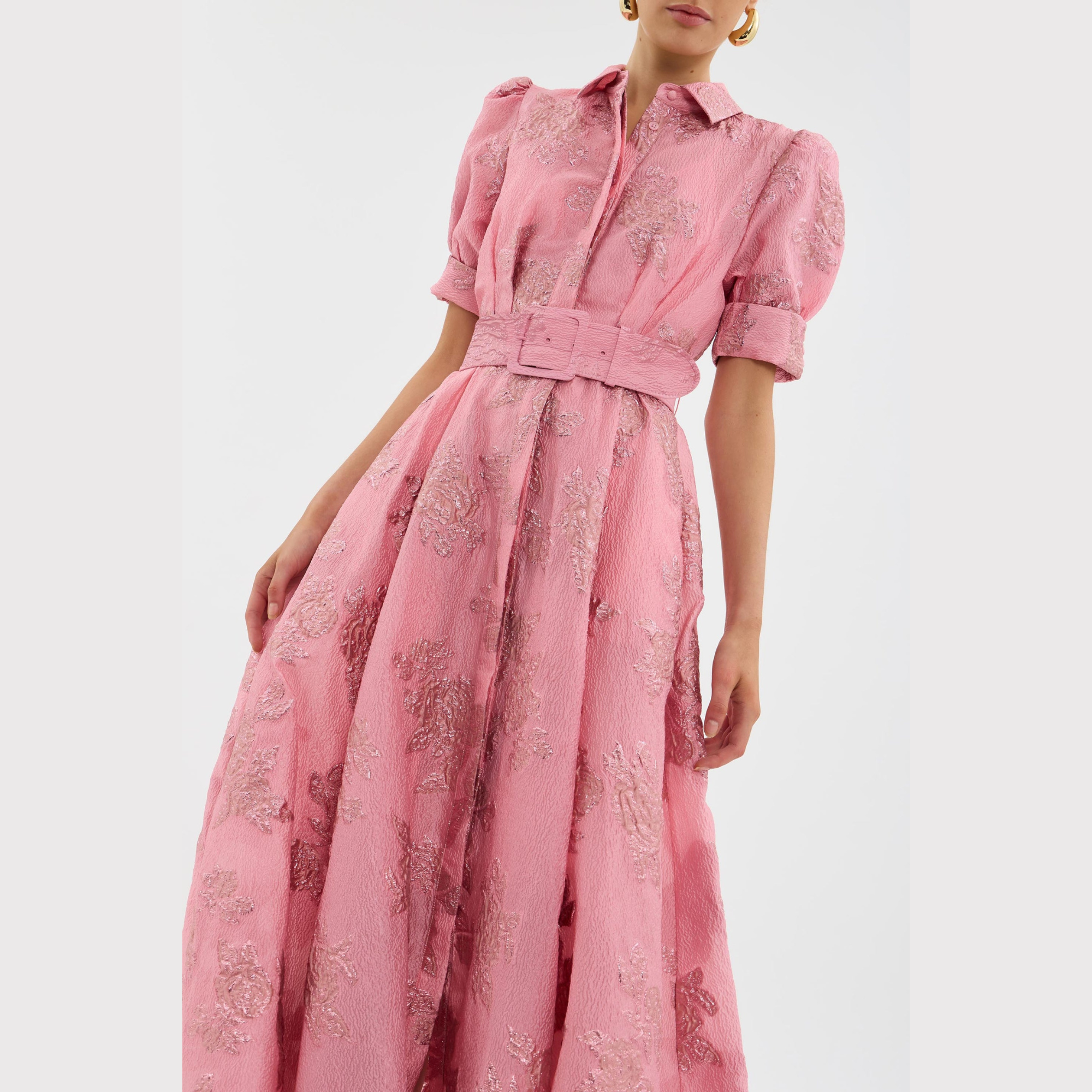 ROZE JURK MET BOLLE MOUWEN
