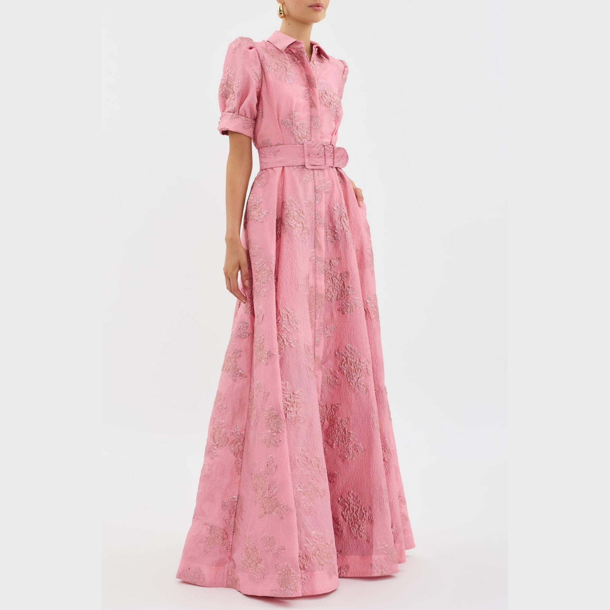ROZE JURK MET BOLLE MOUWEN