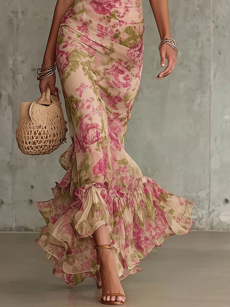 Rosanne™ | Maxi Jurk met Vintage Rozenprint