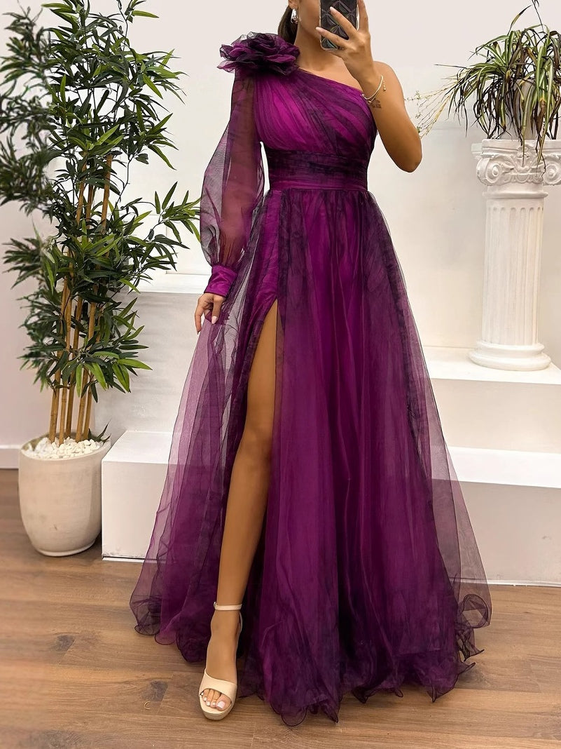 Élodie™ | One-Shoulder Maxi Jurk met Print
