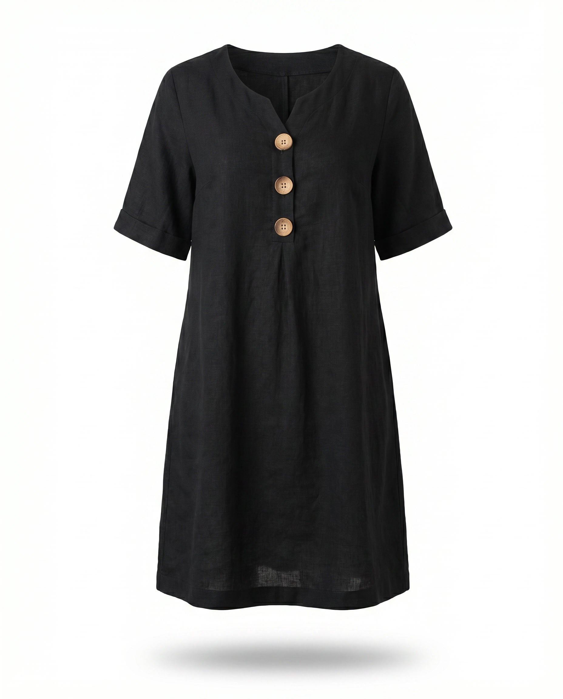 Midi-jurk met V-hals en knoopdetail