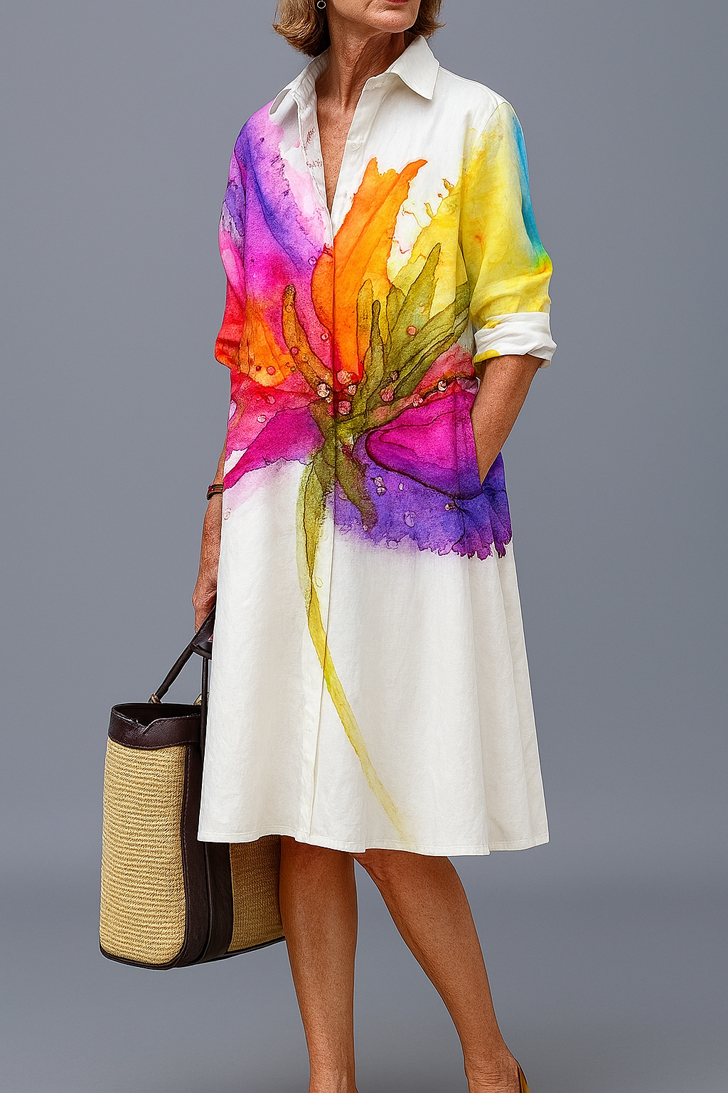 Doris - Luxe Midi Jurk voor Moeiteloze Zomerse Comfort