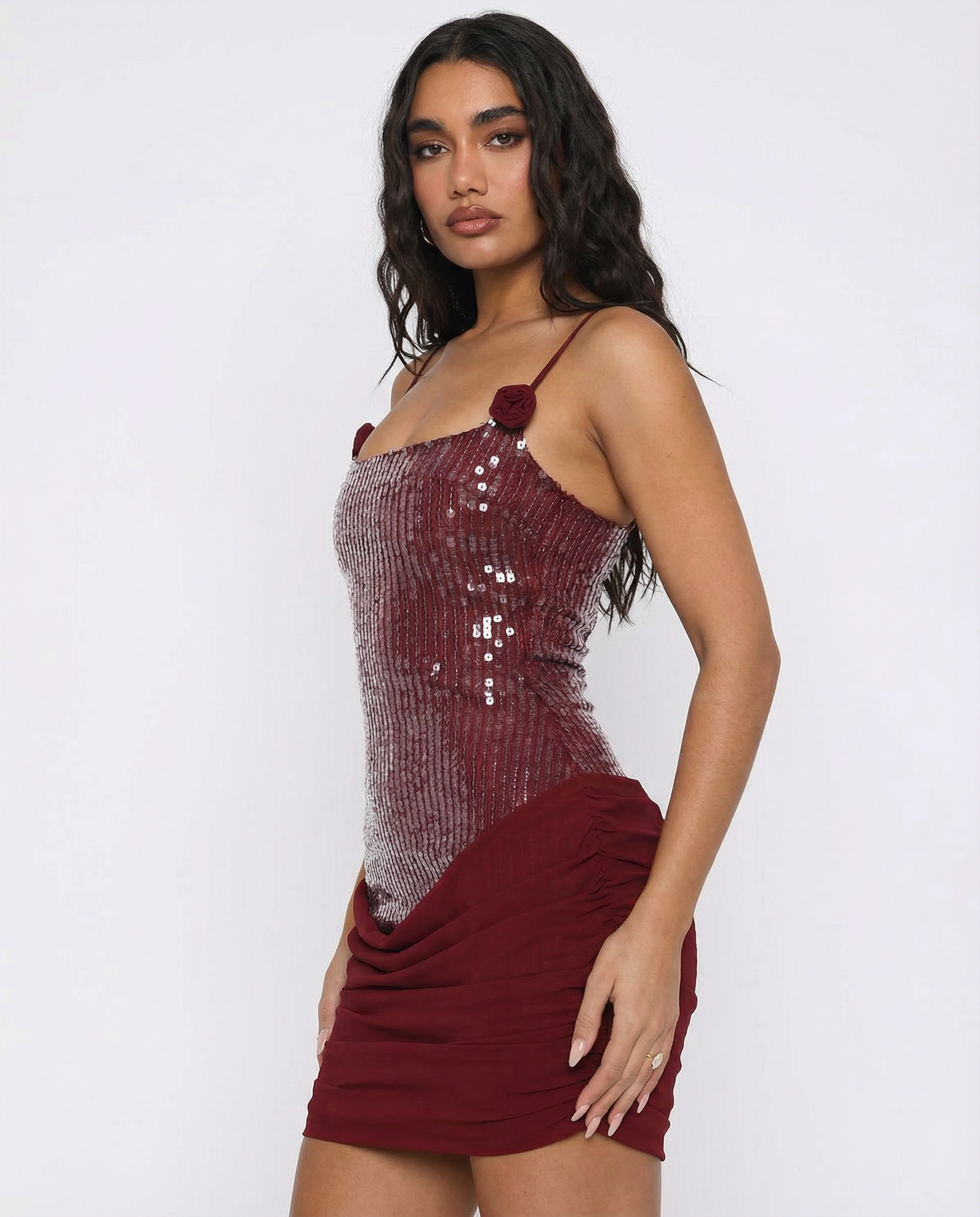 MINI JURK MET PAILLETTEN EN CORSET ACHTERKANT