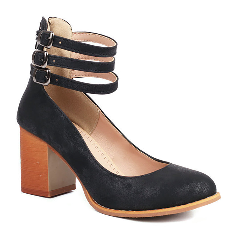 Caa™ | Elegante, gladde sandalen met enkelbandje en dikke hak voor een verfijnde look