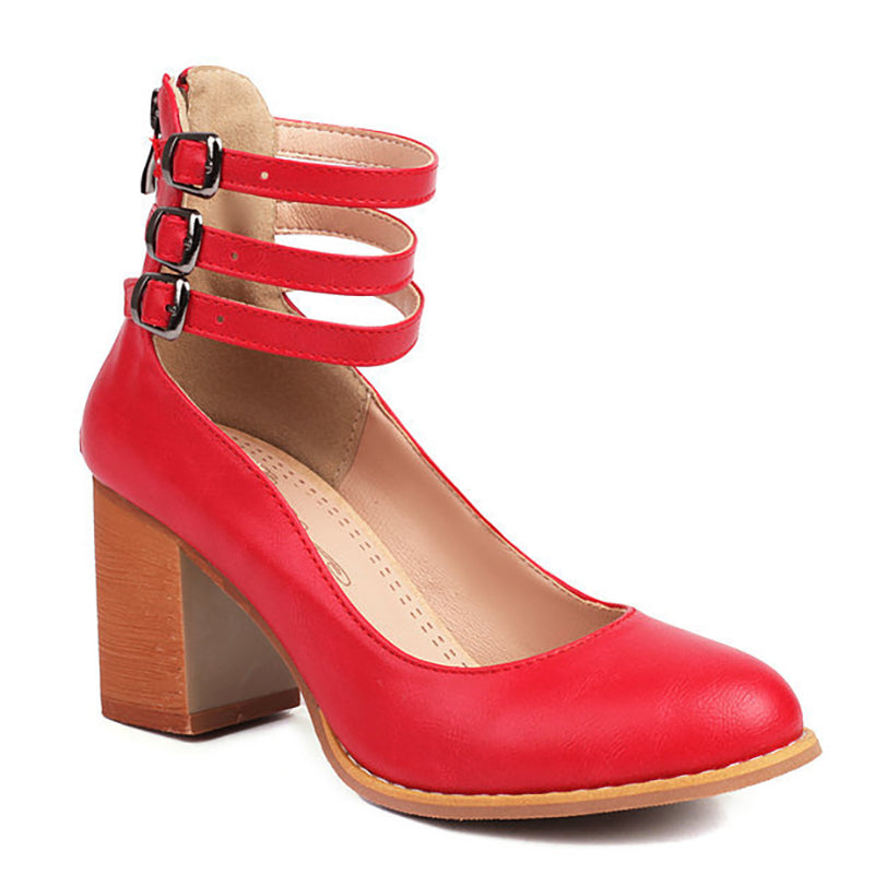 Caa™ | Elegante, gladde sandalen met enkelbandje en dikke hak voor een verfijnde look