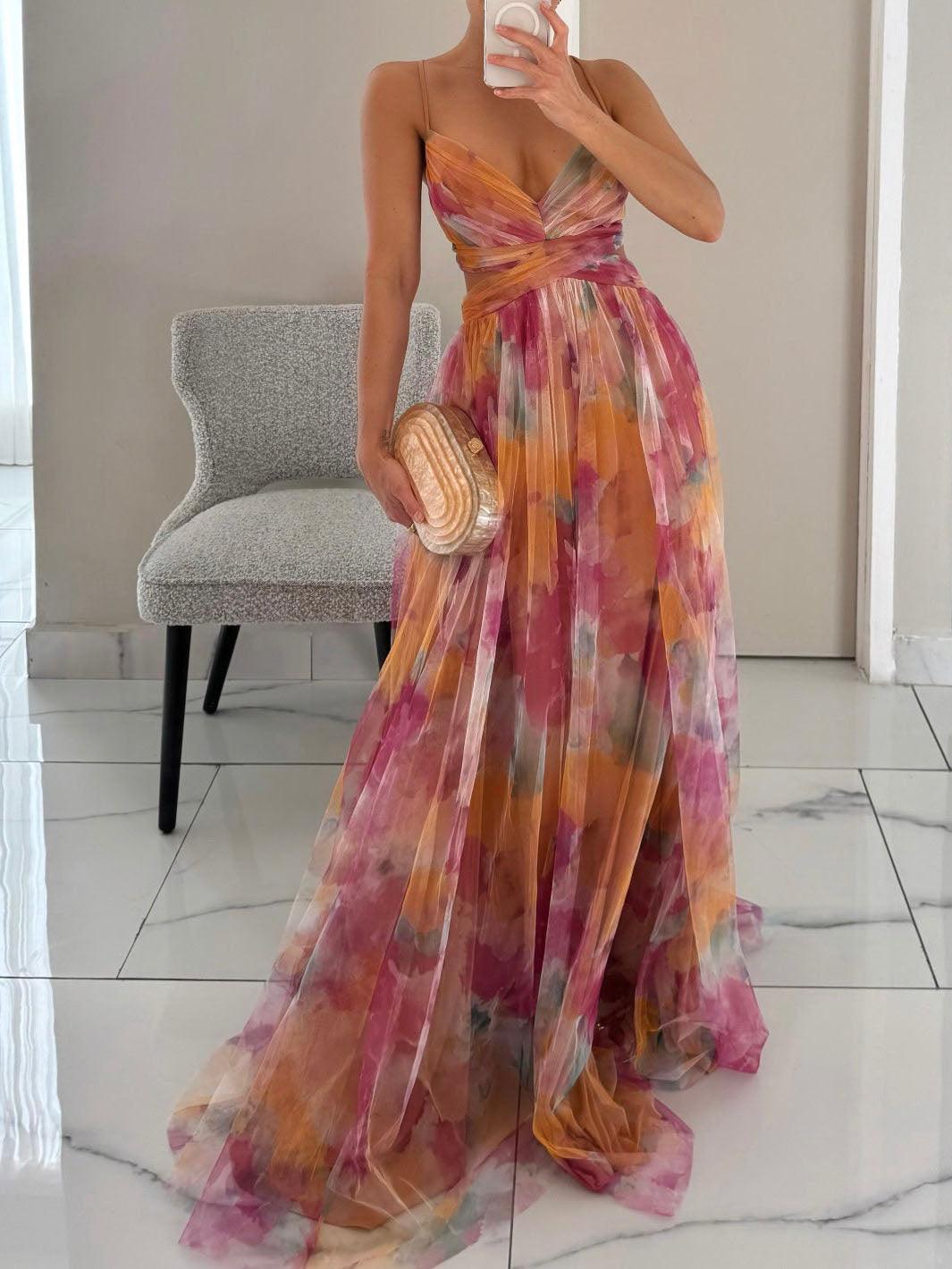 Rosalie™ | Maxi Jurk met Artistieke Bloemenprint