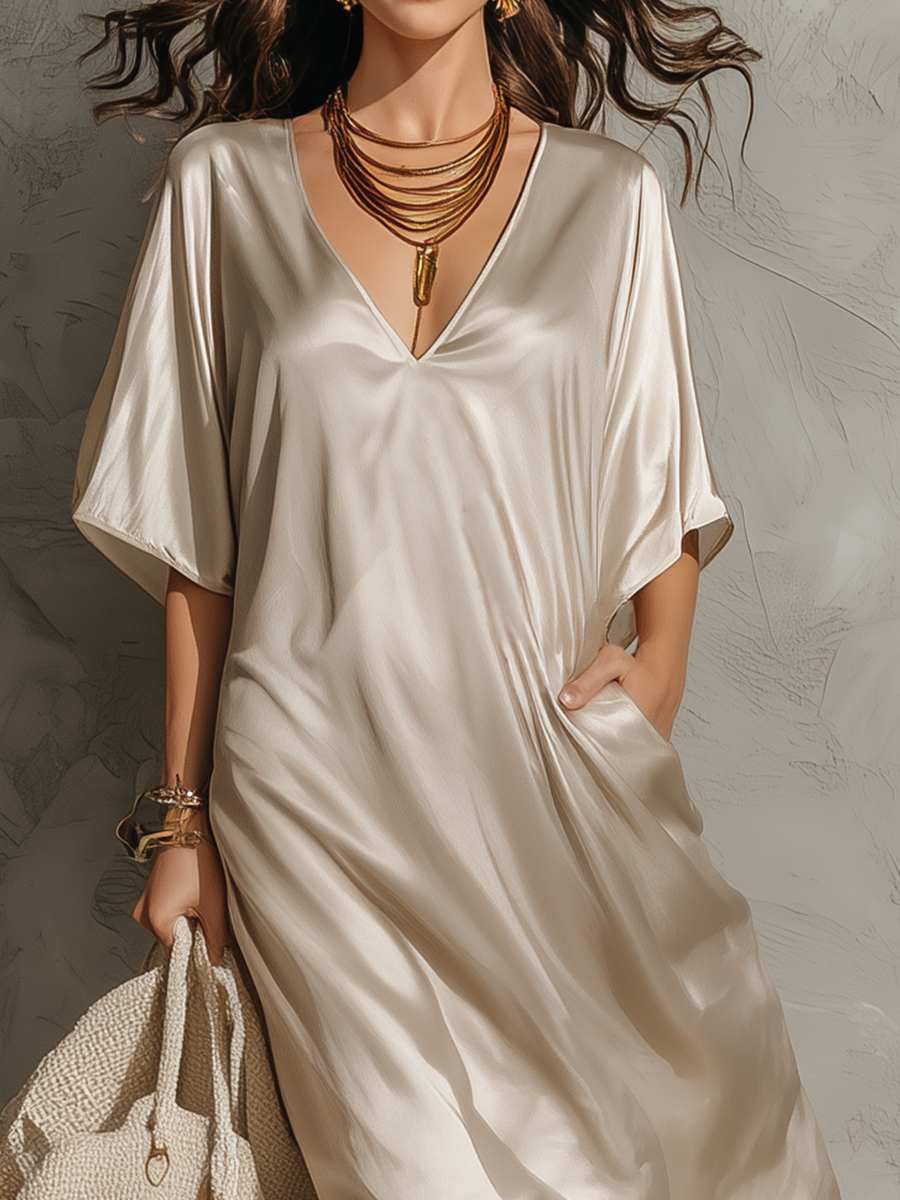 Luxueuze V-Hals Oversized Kaftan Maxi Jurk