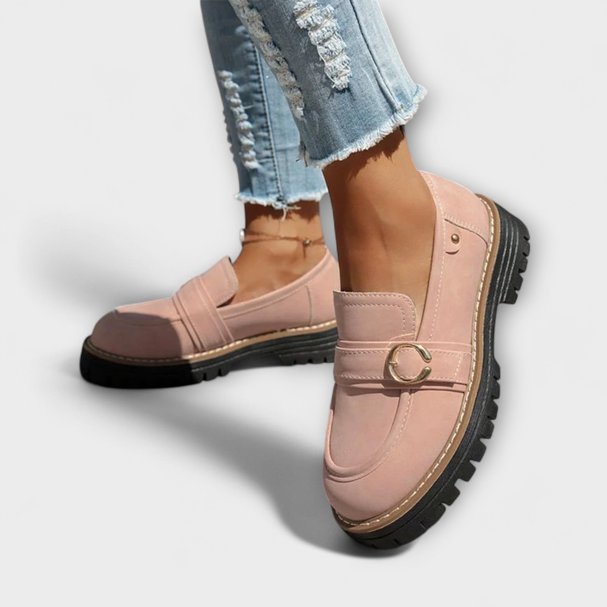 Lora™ | Casual Mocassins met Ronde Neus