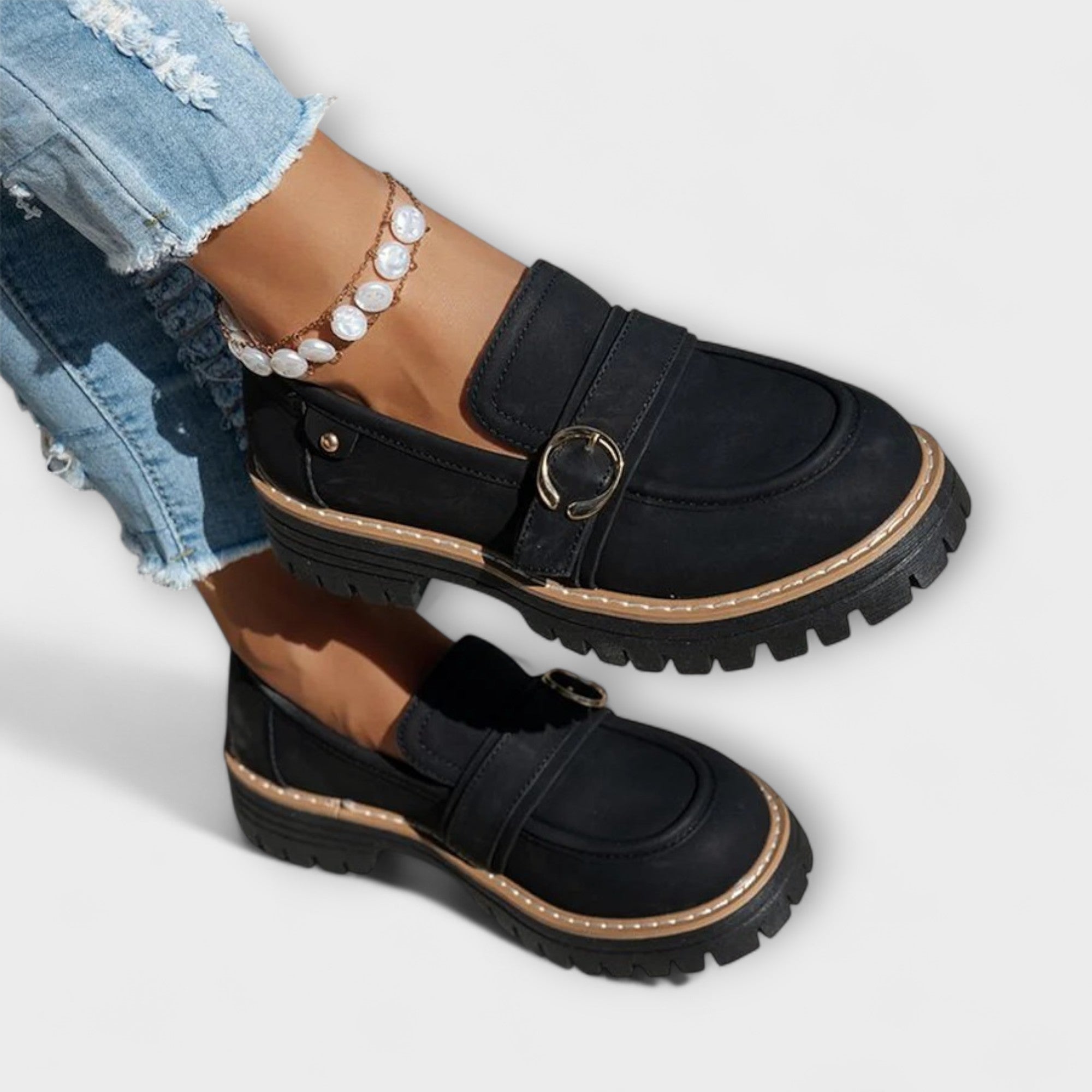 Lora™ | Casual Mocassins met Ronde Neus